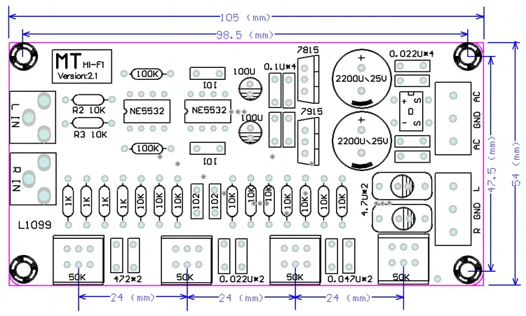 Amplifier NE5532 Preamp Preamplifier Volume Tone Control Finished Board Treble Midrange Bass EQ DIY Dual AC 12V - 18V