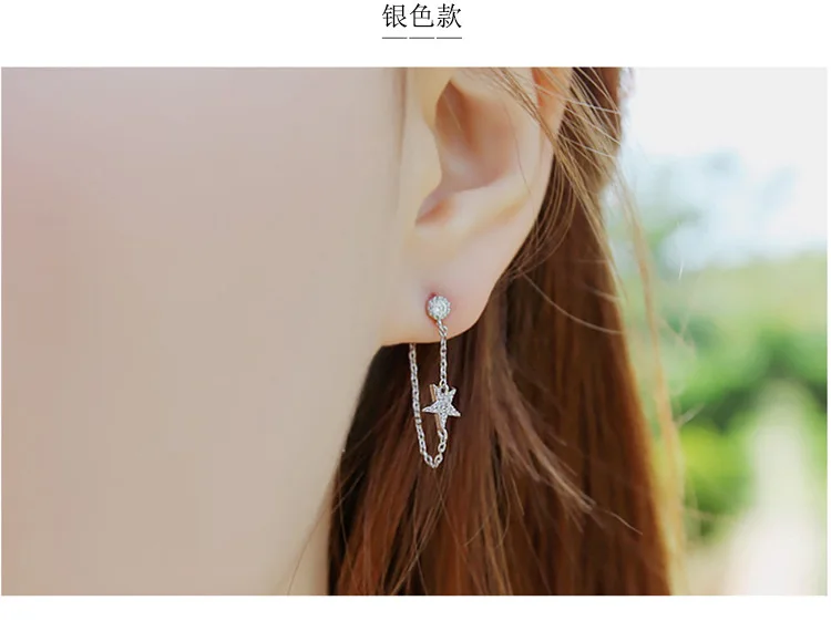Серебряные серьги гвоздики из стерлингового серебра S925 пробы модные хрустальные
