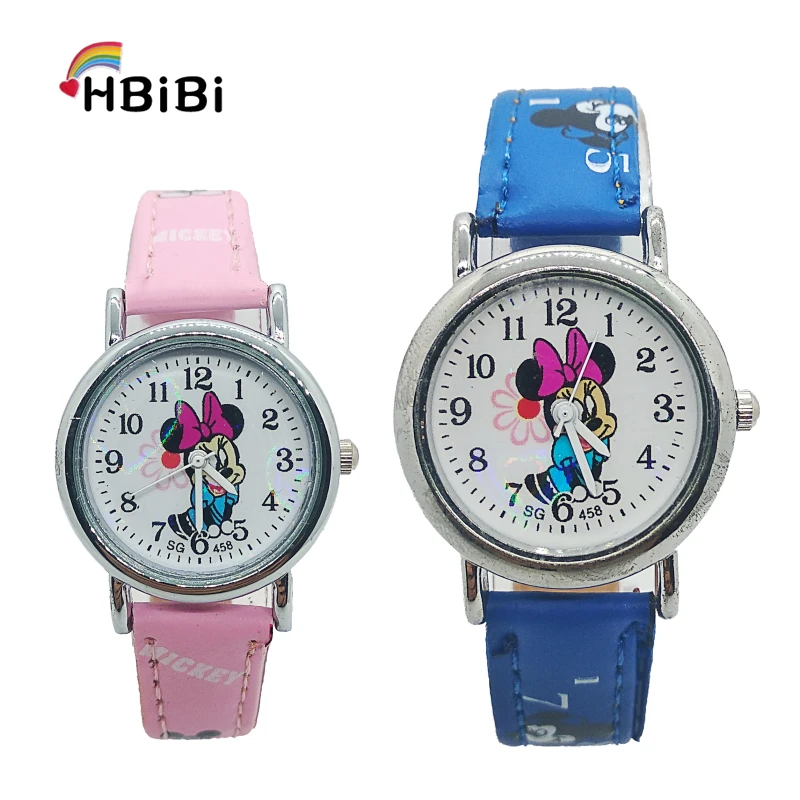

Fashion Leather children Minnie watch for girls casual kids Mickey watches for boys clock birthday gift child quartz wristwatch