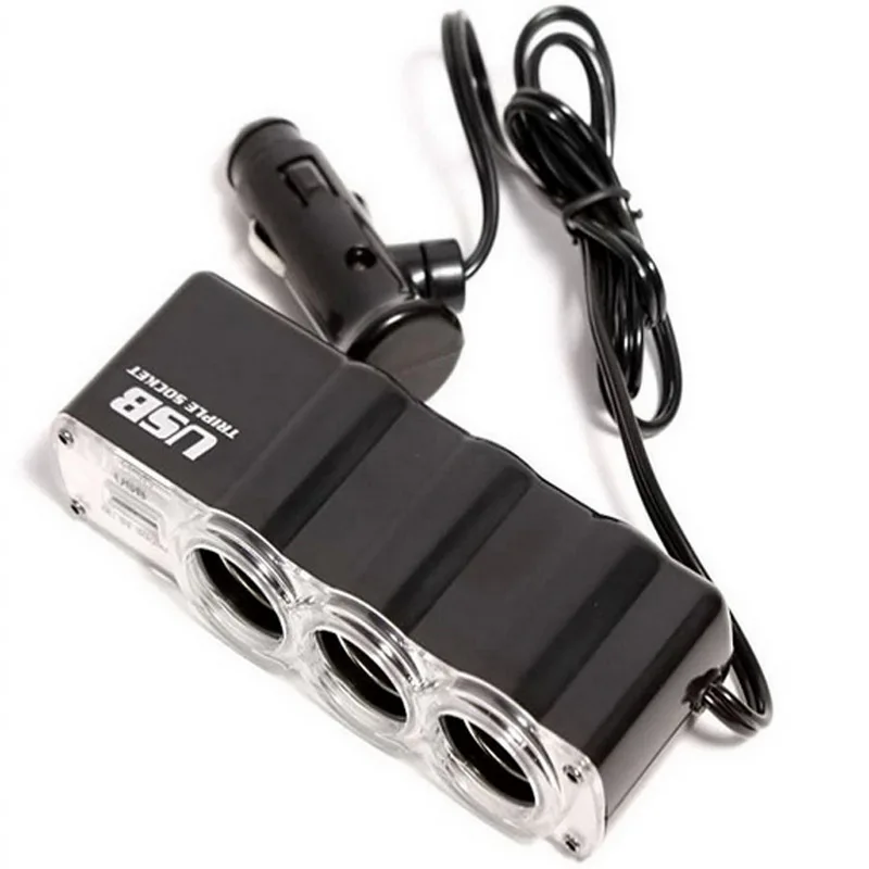 

3way Car Cigarette Charger Lighter Socket Splitter Car Usb Charger