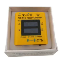 Встроенный тестер для питания через ethernet, отображение от 20 В до 56 в, активно используемое питание в 802.3af/при пассивном PoE при 10/1000 данных