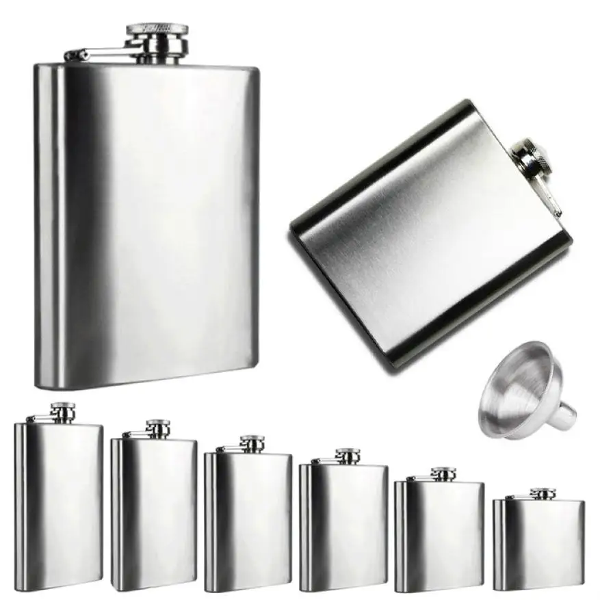 

1PC Mini Flask Trustworthy 10/8/7/6/5/4 oz Stainless Steel Hip Flask Liquor Whisky Alcohol Cap with Funnel Drinkware Bottle