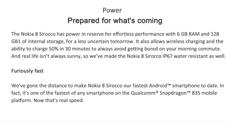 NOKIA 8 Sirocco 6GB RAM 128GB ROM Qualcomm Snapdragon 835 2.36GHz Octa Core 5.5 Inch POLED Corning Gorilla Glass 5 2K 3D Curved Screen IP67 Waterproof Dual Camera Android 8.1 4G LTE Smartphone