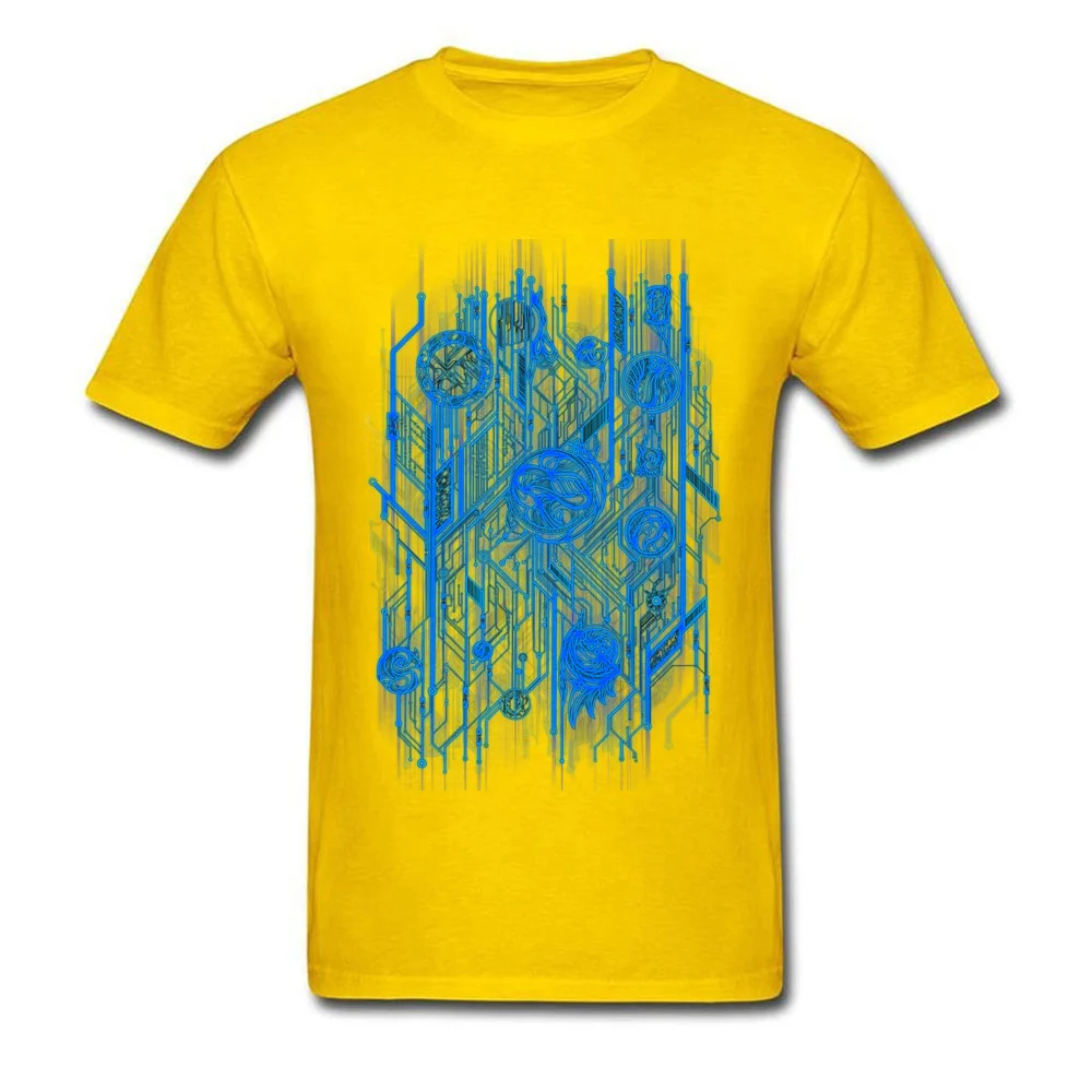 Zen Doodle Circuit Blue NEW YEAR DAY Pure Cotton Round Collar Tees Short Sleeve Funny T Shirt Fashionable Customized T-shirts Zen Doodle Circuit Blue yellow