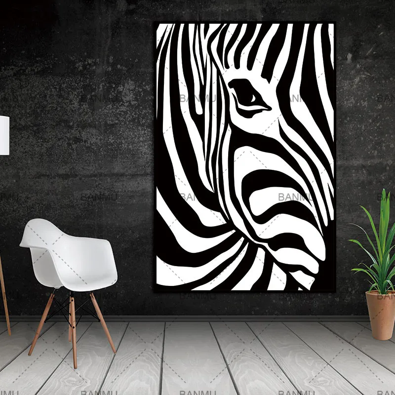 

Scandinavian Zebra Stripes Nordic Abstract Wall Picture Poster Living Room Art Decoration Canvas Painting Prints No Frame