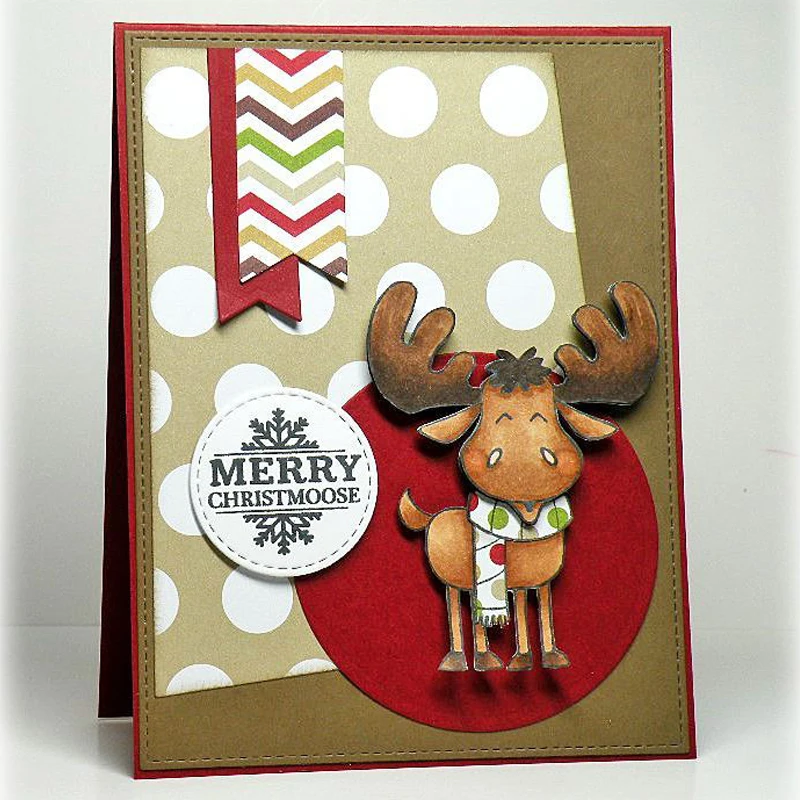 

Merry Christmoose Transparent Clear Silicone Stamp Set for DIY Scrapbooking/Photo Album Cards Making Decorative Clear Stamps 4x6