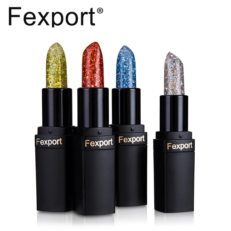 Fexport seven-color diamond temperature change lipstick color lasting fade moisturizing flash lip makeup |