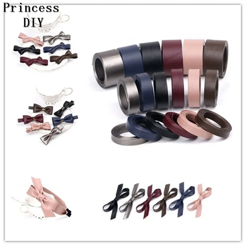 

5Meters/Lot 10 16 30mm DIY Handmade Material Black Pink Color Faux Leather PU Ribbon 3/8'' Layering Hair Accessories Bow Craft