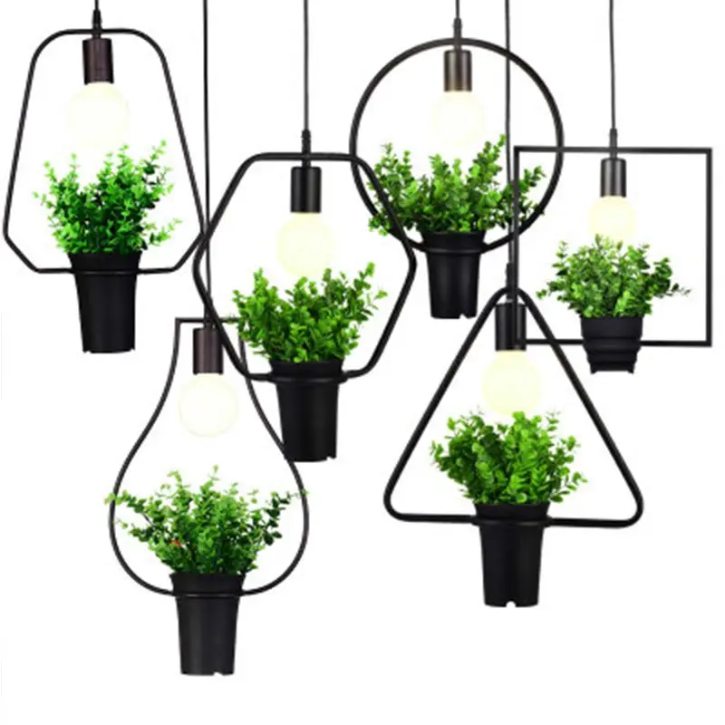 Retro Iron Originality Pendant Lights Plant Art Restaurant Living Room