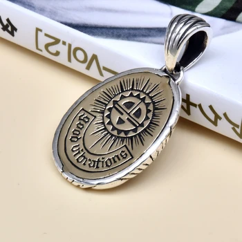 

Thailand imported blue crystal Indian eagle men retro tide pendant 925 sterling silver free shipping