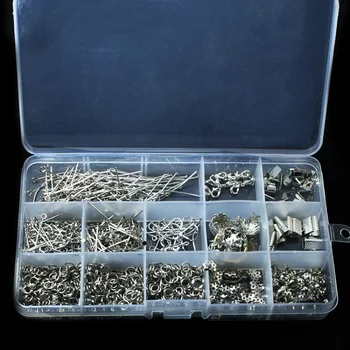 

DIY Findings Kits Box Set Rhodium Color Accessories Beads cap/jump rings/clasps/pins for jewelry tools making finding