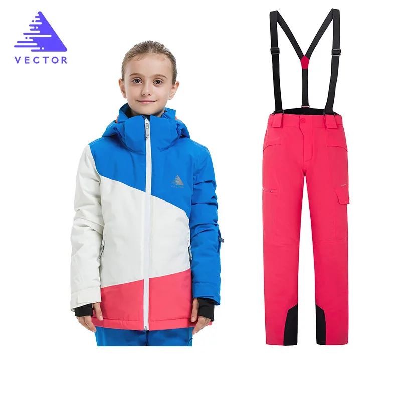 Детские лыжные комплекты лыжная куртка для девочек+ штаны, зимняя водонепроницаемая ветрозащитная детская Лыжная куртка для улицы, теплые костюмы с капюшоном, сноуборд-Спорт - Цвет: Girls6