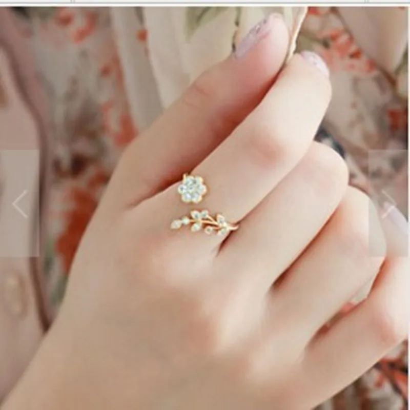 

Adjustable Rings For Women Flower Ring Mini Finger Women Rings Fashion Wedding Jewelry christmas gift