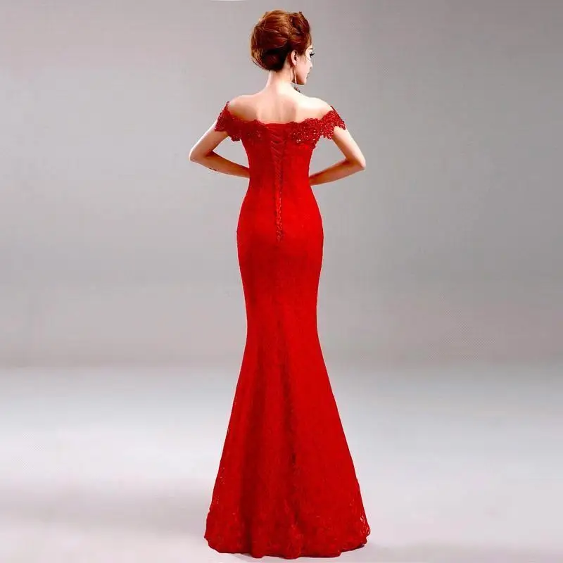 Длинное Элегантное кружевное красное платье русалки для мамы невесты,, недорогие платья для выпускного со стразами, вечерние платья с вырезом лодочкой