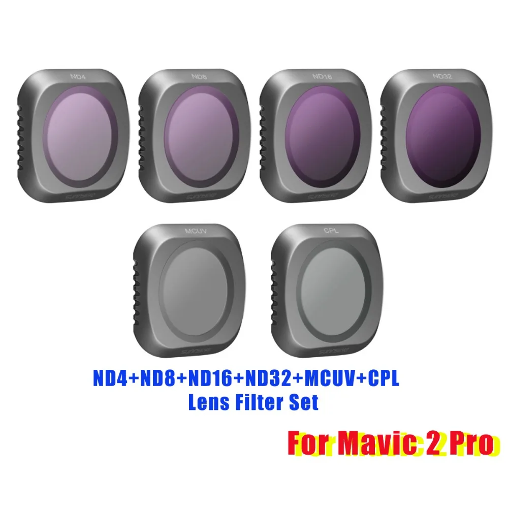 Kopen Nieuwe Snap op Neutrale Dichtheid ND4 + ND8 + ND16 + ND32 + MCUV + CPL Circulaire Polarisator Camera Lens filter Kit voor DJI Mavic 2 Pro Drone
