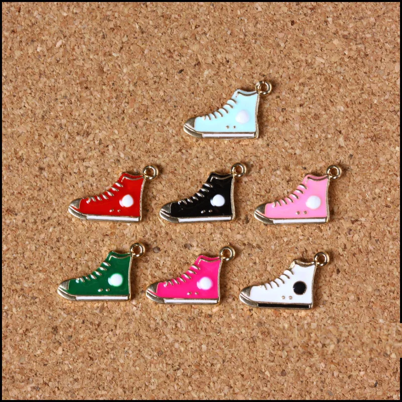 20pcs/lot 12*18mm Retro sneakers shoes pendant alloy enamel charm DIY