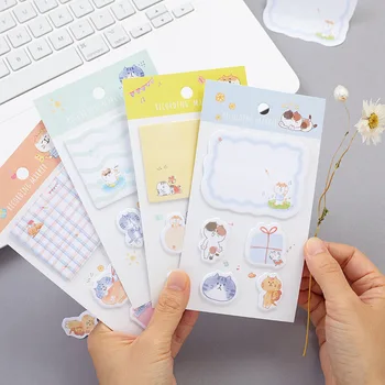 

Cute Cartoon Sticky Notes N Times Notepad Kawaii Sticker Sheet Planner Diary Decoration Mini Cat Note Pads School Stationery