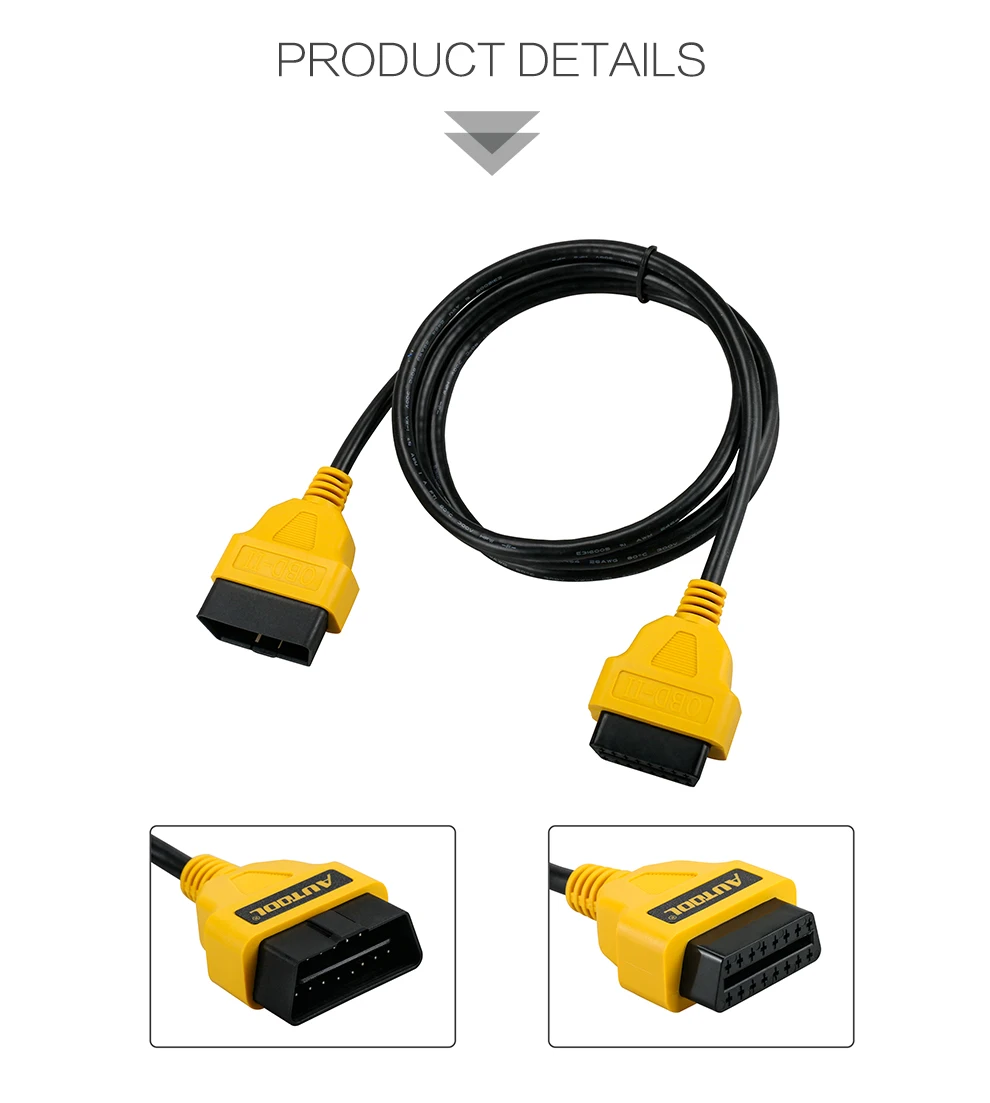 automobile exhaust gas analyzer AUTOOL OBD2 16Pin Extension Cable 1.5m Car OBD Connect Extend Adapter Wire ELM327 OBD II OBD2 Extension Connector Cord best automotive engine analyzer