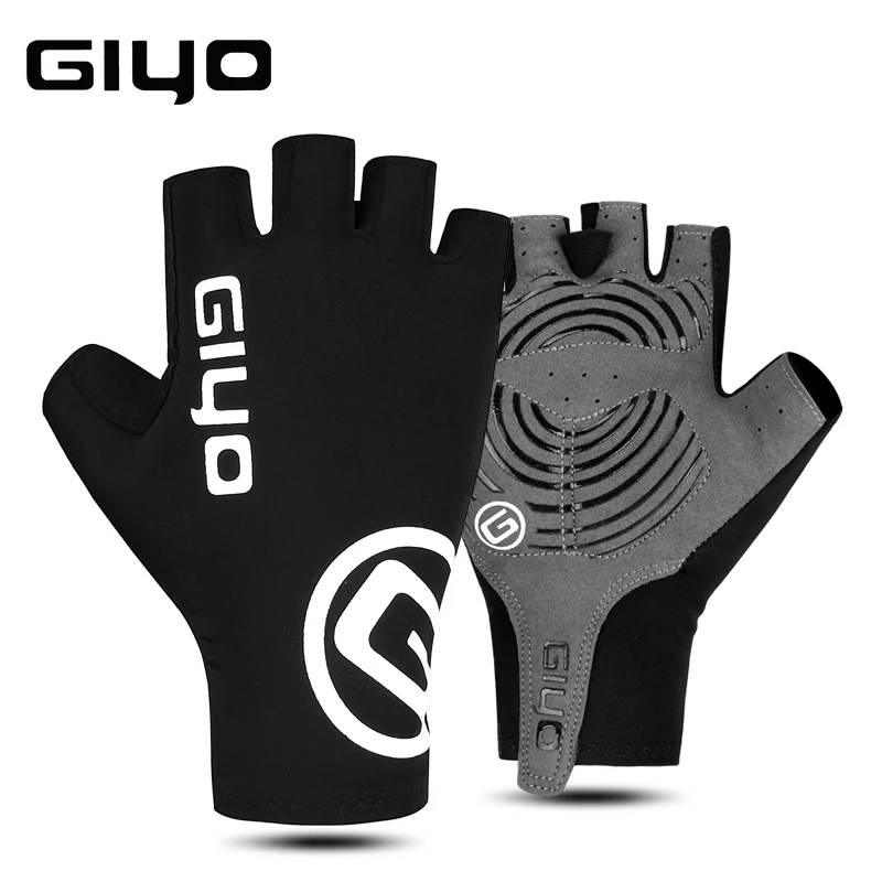 Giyo Cycling Gloves Cycling Half Finger Gloves Anti-slip Bicycle Mittens Racing Road Bike Glove MTB Biciclet Guantes Ciclismo - Цвет: Black Glove S02