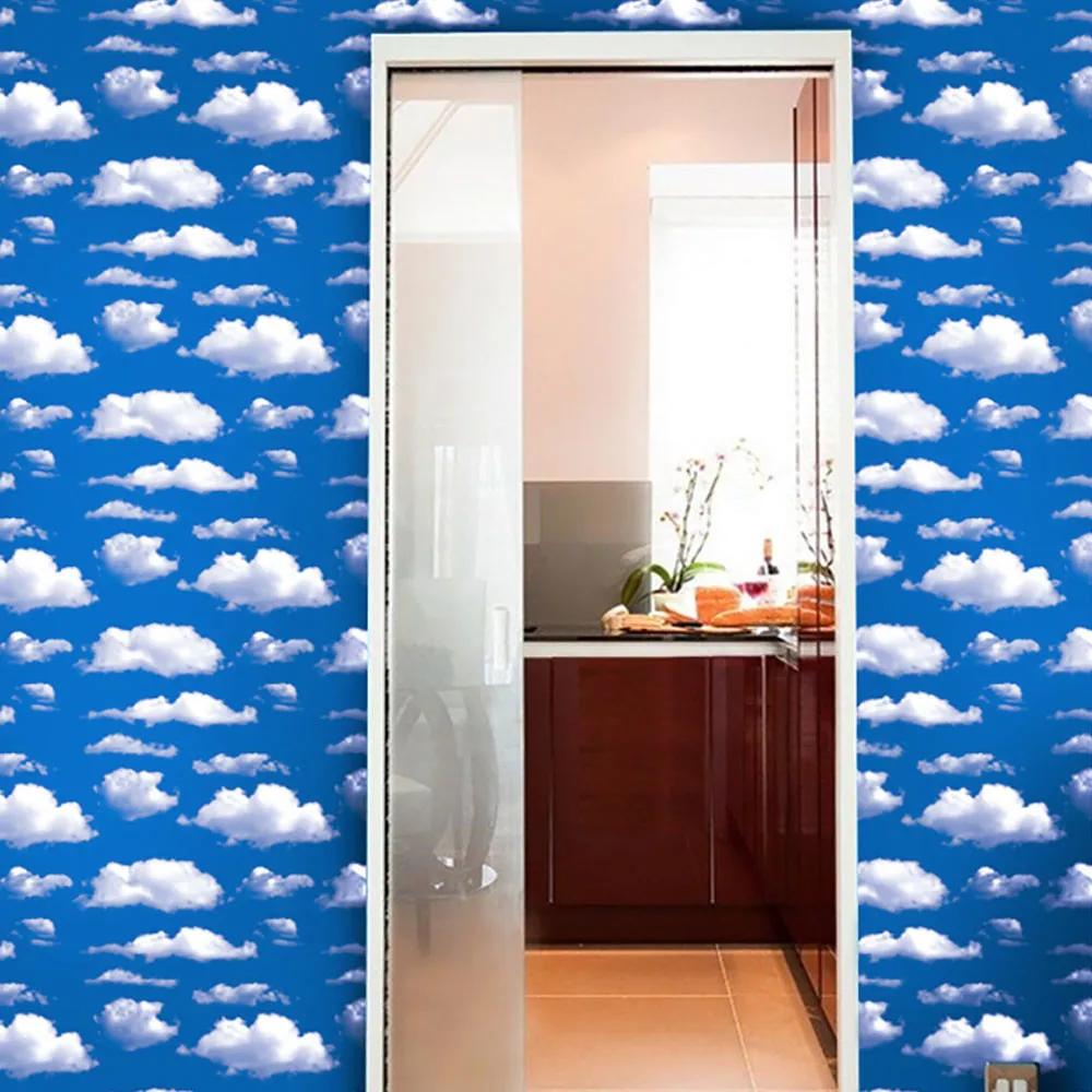 

Blue Sky White Cloud Wall Paper Sticker Natural Room DIY Decoration Wall Sticker Decal Sky Self-adhesive Stickers #QQ