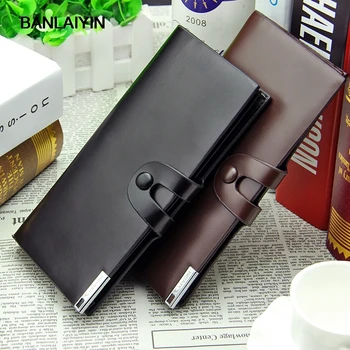 

Nice New pop Tides Mens Fashion Leather Hasp Black Brown Business Wallets Cards Holders Males Long Wallet Portable Cash Purses