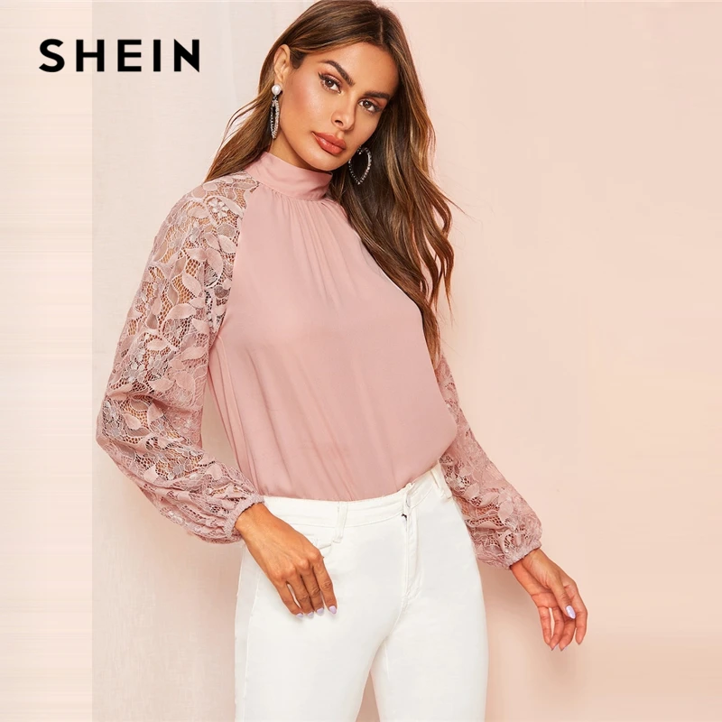 SHEIN Нарядная Блузка С Прозрачными Рукавами, Блузка С Ажурными Прозрачными Рукавами