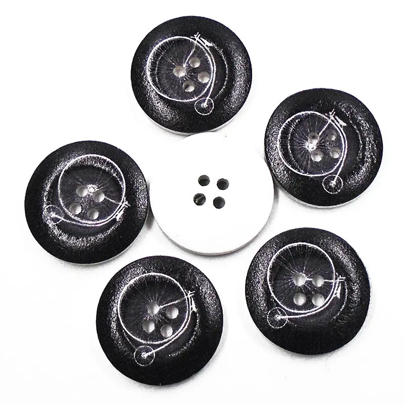 

ZIEENE 10PCs 20PCs Painting Black Bubble Big Wooden Buttons 25mm DIY Sewing Scrapbooking For Clothes Crafts Accessories 4 Holes