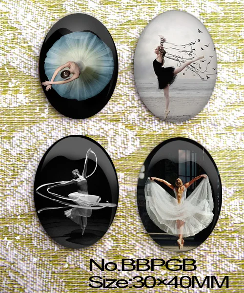 TOAOB 4pcs Huge Ballet Oval Glass 40x30mm Cabochon BBPGB | Украшения и аксессуары