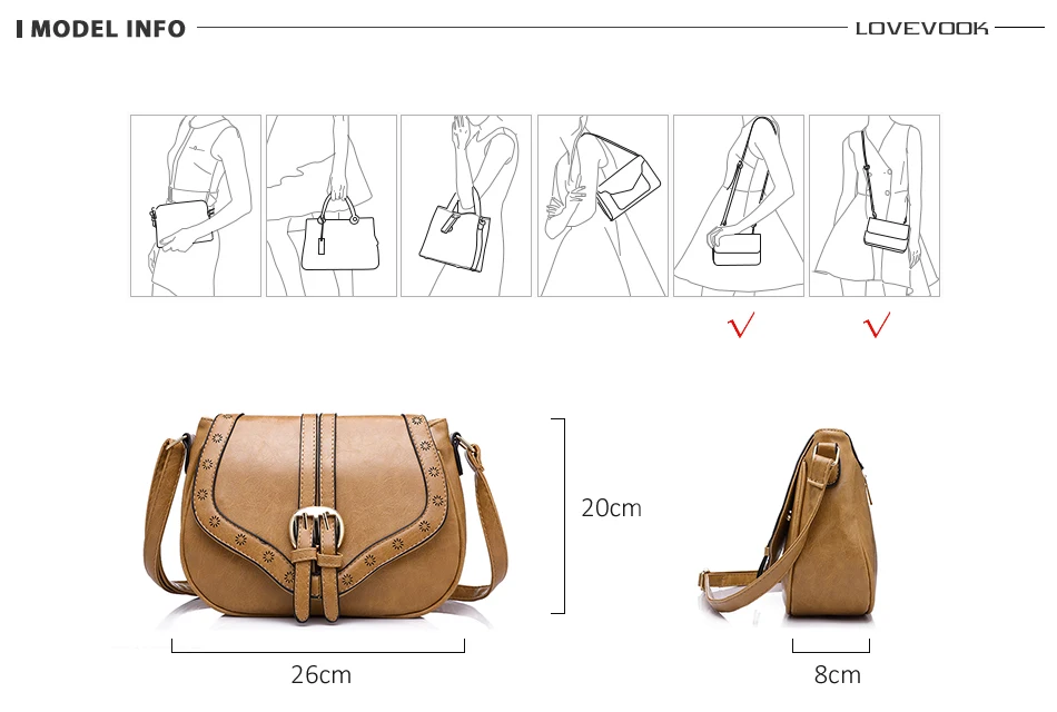 LOVEVOOK Брендовая женская сумка-мессенджер, Женская открытая седельная сумка, искусственная кожа, модная женская сумка через плечо, женские сумки через плечо, маленькие кошельки