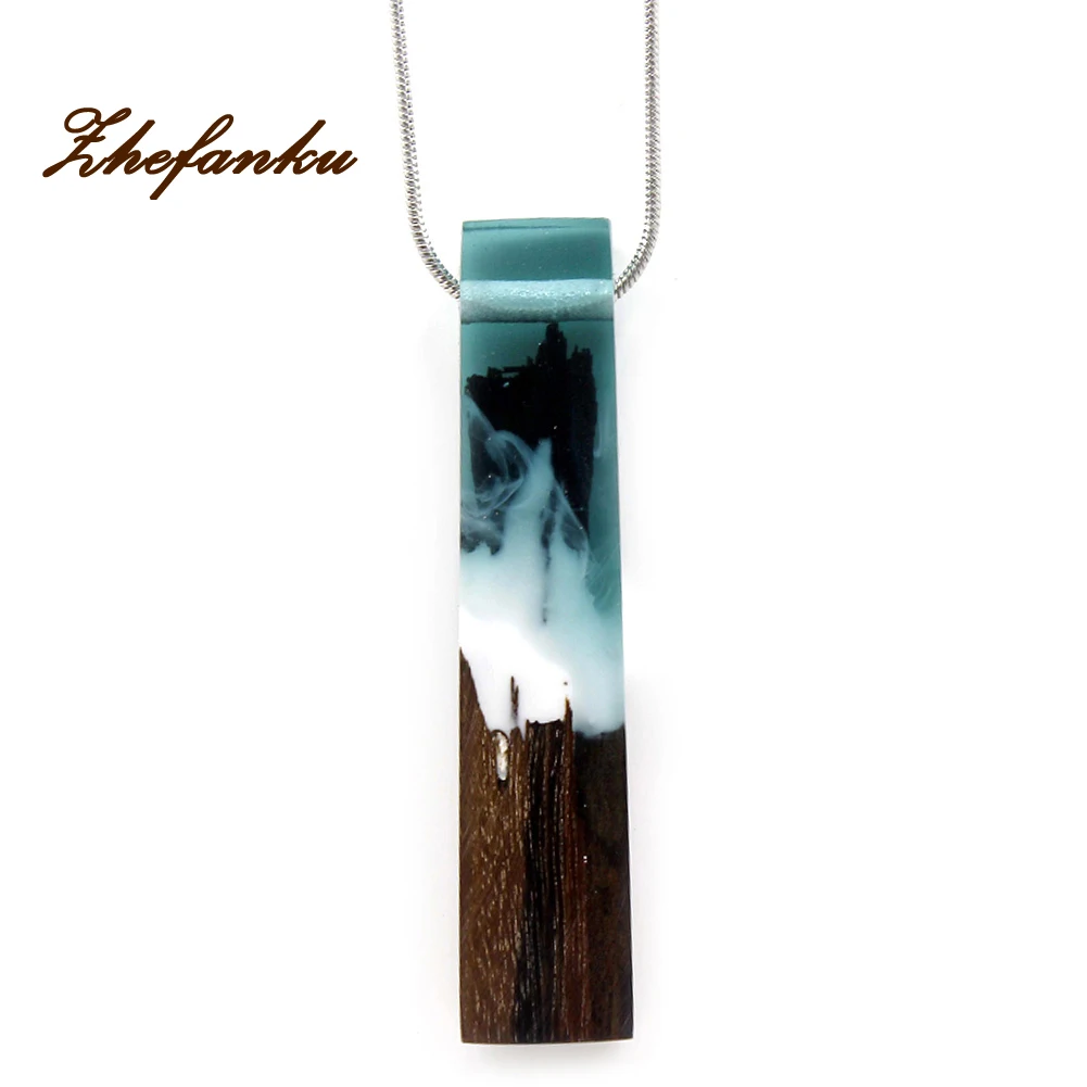 

Christmas Gifts Vintage Handmade Maxi Necklace Jewelry Resin Wood Pendant Necklace Women Woven Black Chain