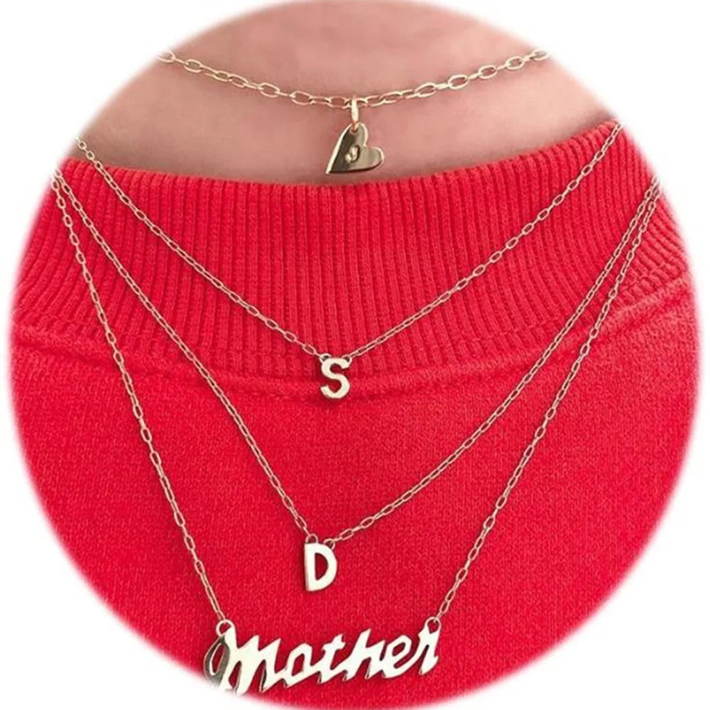 2018 New Bright Piece Multi-layer Small Ornament Pendant Simple and 100 Build Love Female Necklace | Украшения и аксессуары