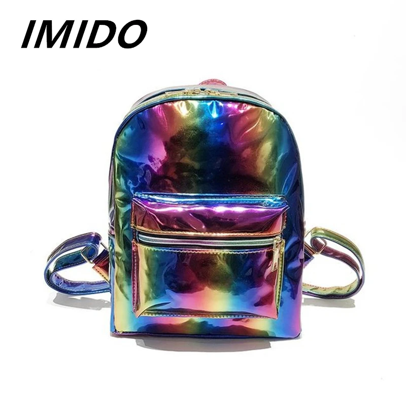 IMIDO 2019 Летний Новый Стиль женский Радужный контрастный цвет лазерный рюкзак