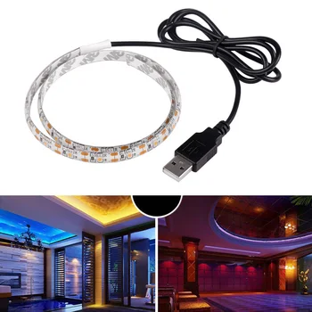 

5V 0.5M 1M 2M USB Cable Power LED strip light lamp SMD 3528 Christmas desk Decor lamp tape For TV Background Lighting