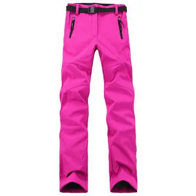Открытый Для женщин Пеший Туризм Кемпинг Брюки для девочек из флиса софтшелл брюки треккинг Восхождение Альпинизм Мотобрюки теплые Mujer - Цвет: Розовый