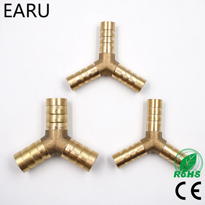5X Brass T Type Joiner Fuel Hose Joiner Tee Connector Air Water Gas 6mm