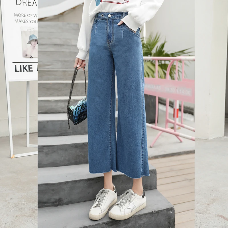 CTRLCITY 2018 модные летние джинсы-бойфренды для Для женщин Винтаж Высокая талия мыть кнопку свободные синие джинсы Широкие брюки джинсы Femme