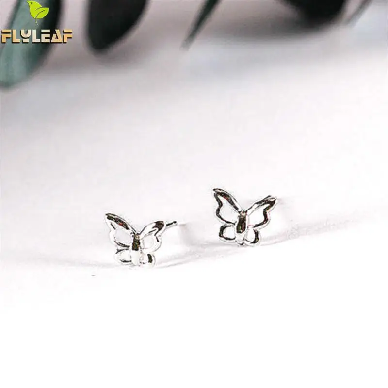 

Flyleaf 925 Sterling Silver Hollow Butterfly Stud Earrings For Women Prevent Allergy Personality Simple Fashion Lady Jewellery