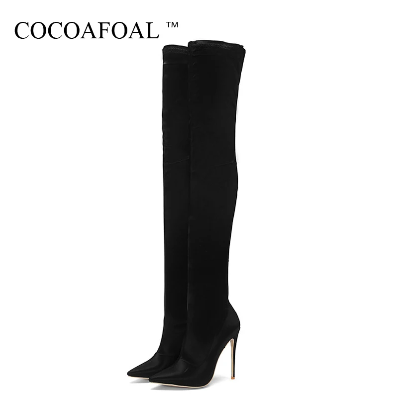 

COCOAFOAL Sexy Women's Over The Knee Boots Woman High High Boots Autumn Winter Plus Size Flock Over The Knee Boots Thigh High