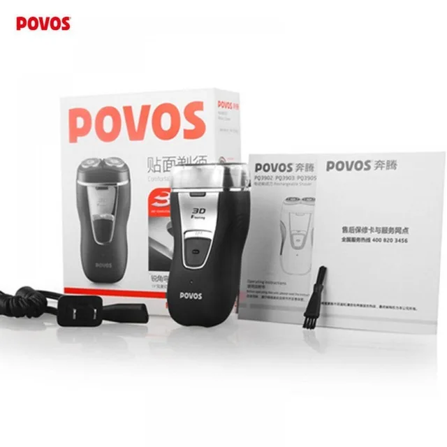 

POVOS Home Electric Shavers For Men Waterproof Wet Dry Shaving Double-Ring Blade USB Rechargeable Razor PQ3902
