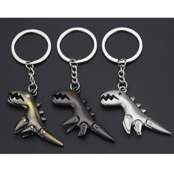 

100pcs/Lot Metal Dinosaur Keychain Dragon Keyring Dino Key Chain Cartoon Key Ring