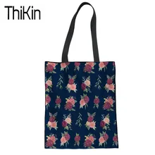 THIKIN Холщовая Сумка для женщин с цветочным принтом, сверхмощная сумка для покупок, женская модная сумка с ручкой сверху для женщин, сумка Eco