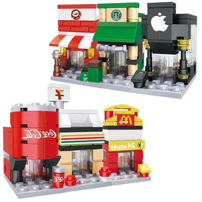 

Festival gifts Q version Creative Mini Street Educational toys Miniature splicing building Blocks Compatibled with Legoings
