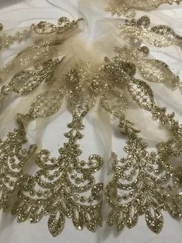 

glued glitter Lace Fabric with glitter 10 yards/lot Jolin-91611 Nigerian Guipure Lace Fabric for party dress