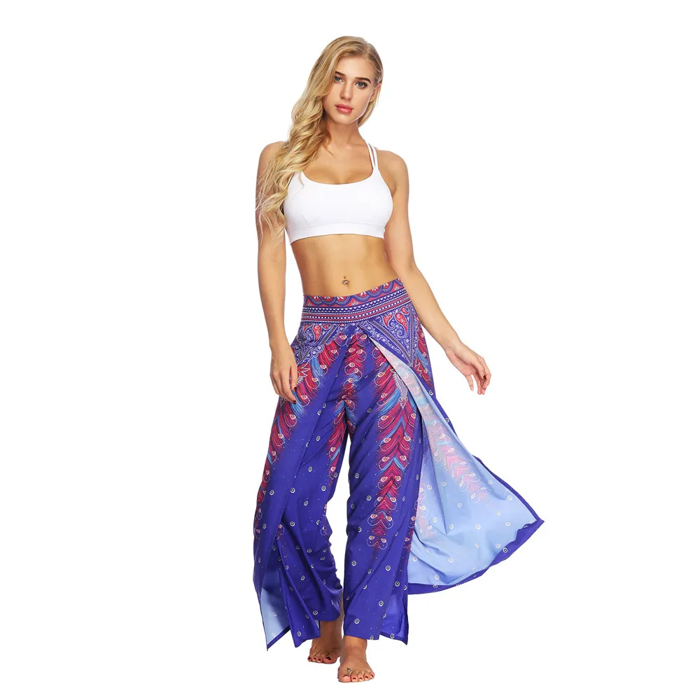 Women Casual Summer Loose Yoga Trousers Baggy Boho Aladdin Jumpsuit Harem Pants women leggings sport fitness