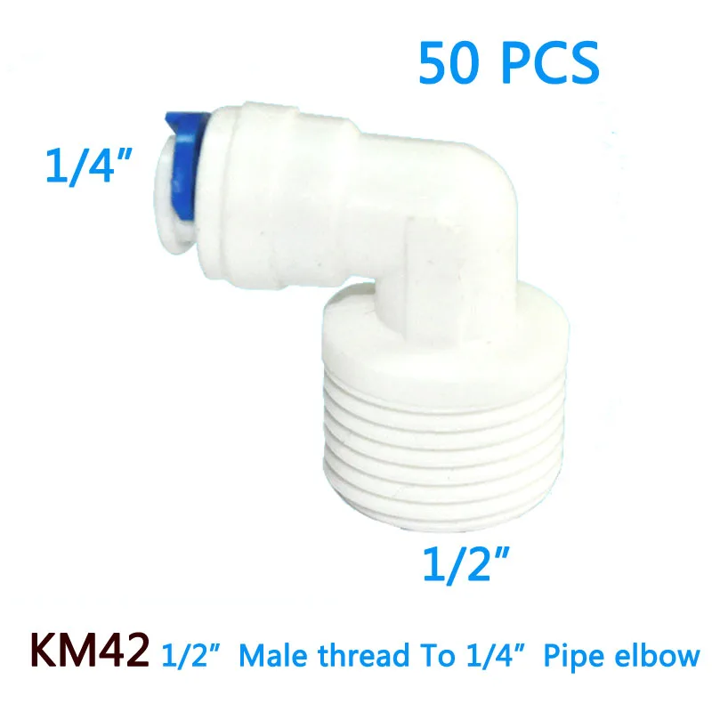 

50 PCS 1/2" OD Hose Quick Connection 1/2" Pipe Elbow Union Connector RO Water Reverse Osmosis Aquarium System Connector Fitting
