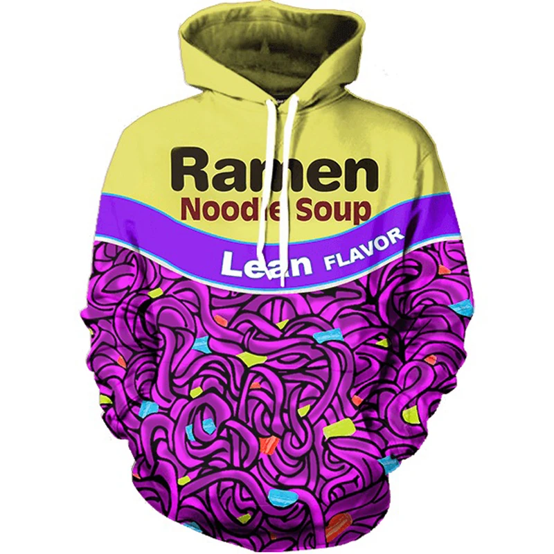 

New Funny Printed 3d Women/mens Hoodies Ramen Noodle Pullovers Front Pocket Drawstring Beef Sweatshirt Street Wear Unisex Tops