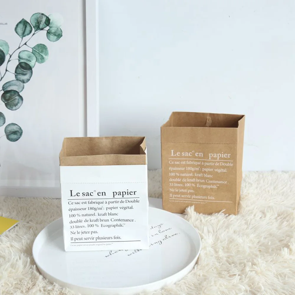 Крафт-бумажные пакеты для еды, экологичный бумажный мешок для хранения белья, мешок для хранения фруктов и цветов, ваза, горшок, многоразовый для домашнего декора