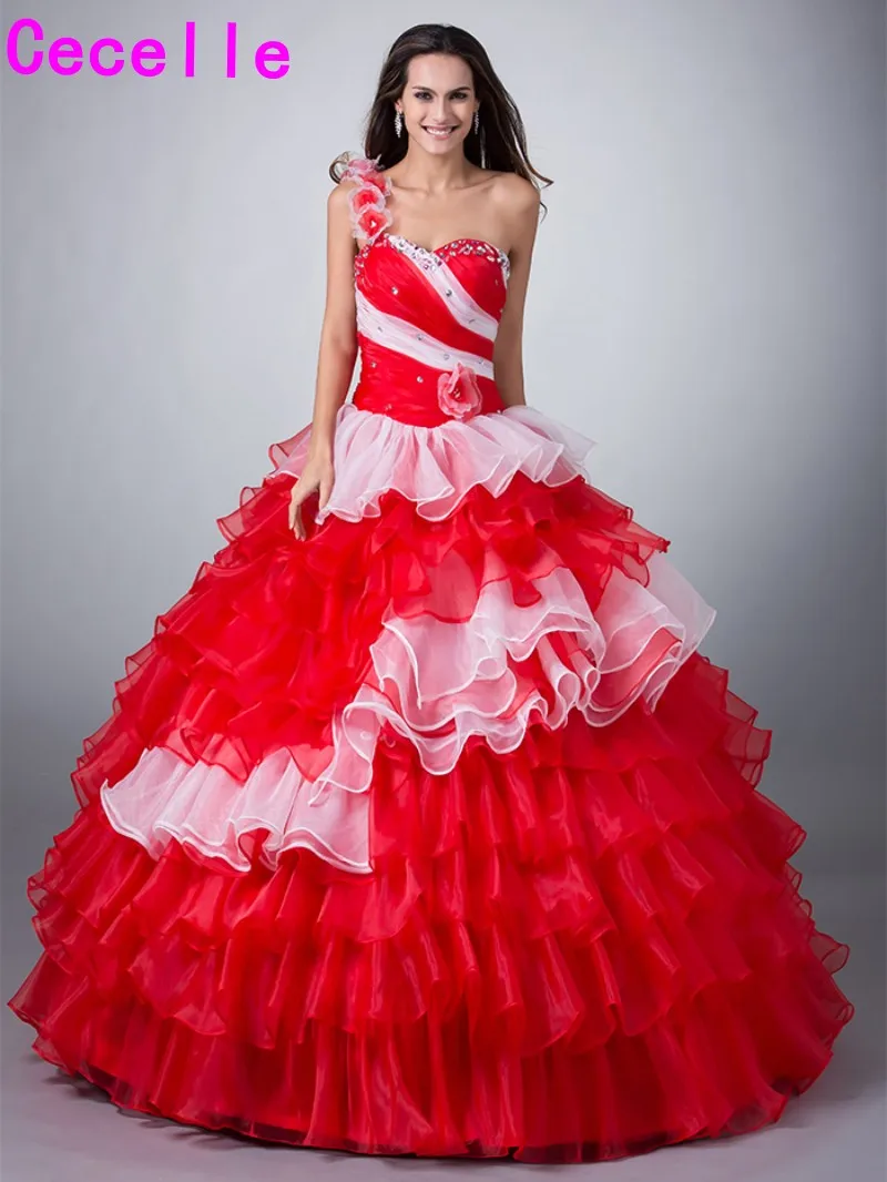 Rouge blanc deux tons robe de bal Quinceanera robes robes ...