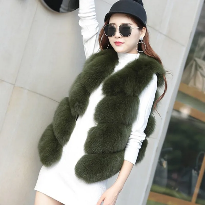 

Luxury Brand Natural Real Fox Fur Vest New 2019 Winter Thick Women Genuine Fur Vest Jacket Pockets Real Fur Vest Coats for Women