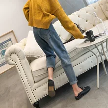 Nonis Высокая талия для женщин Свободные Studnt джинсы для весна бойфренд Frist Love Daddy джинсовые штаны прямые узкие брюки светло голубой карман